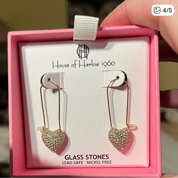 House of Harlow 1960 Gold Heart Earrings - Picture 4 of 5